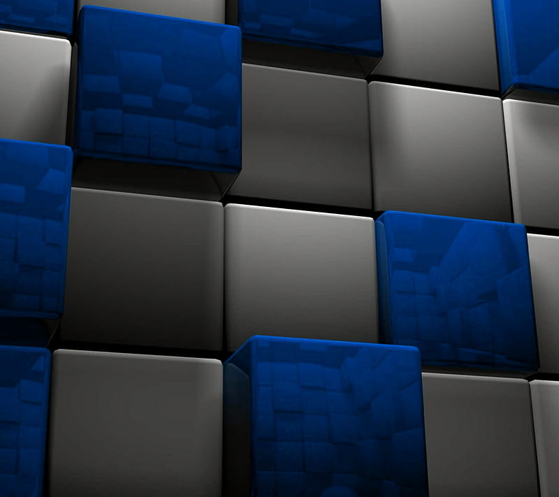 Blue White Blocks, HD wallpaper
