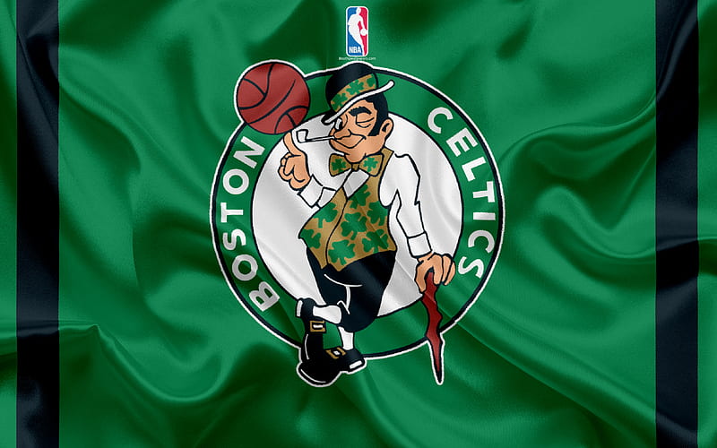 Boston Celtics, basketball club, NBA, emblem, logo, USA, National Basketball Association, silk flag, basketball, Boston, Massachusetts, US basketball league, Atlantic Division, HD wallpaper