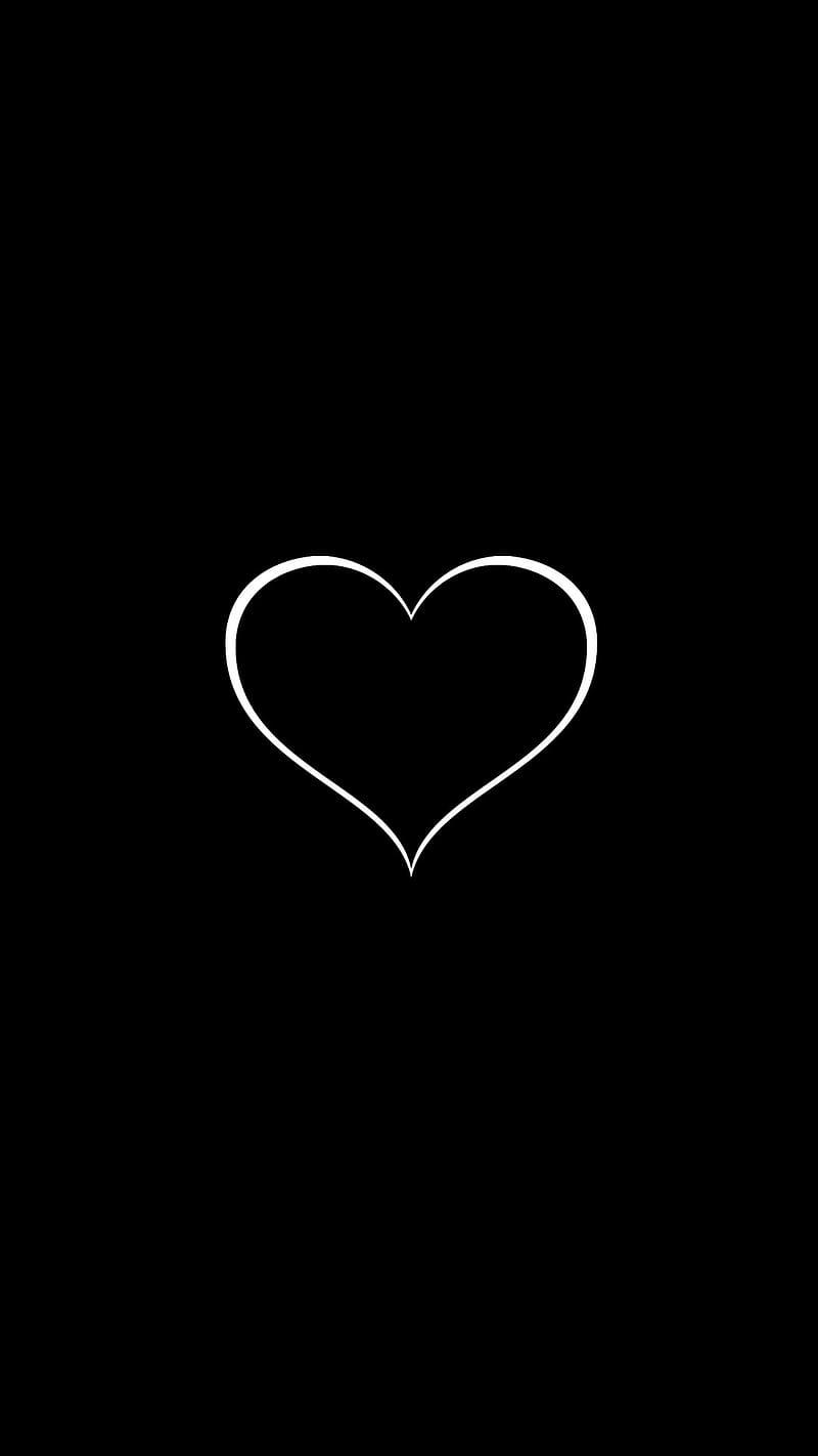Black Background White Heart, black, white, heart, love, background, HD ...