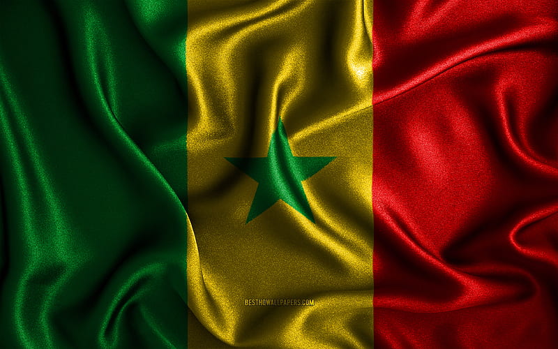 Senegalese flag silk wavy flags, African countries, national symbols, Flag of Senegal, fabric flags, Senegal flag, 3D art, Senegal, Africa, Senegal 3D flag, HD wallpaper