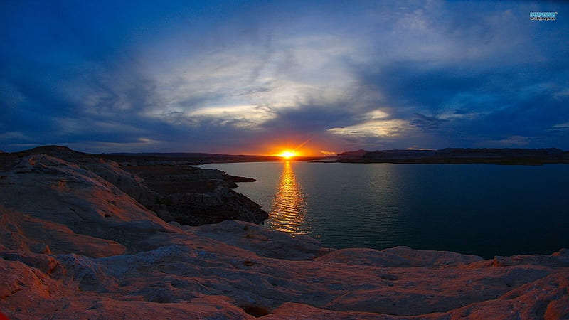 The Sunset of Lake Powell, dusk, sunset, powell, lake, HD wallpaper