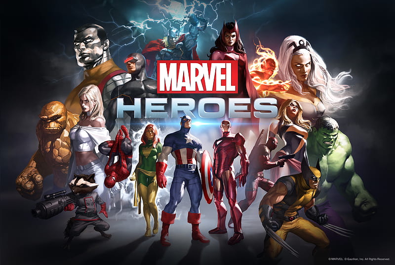Marvel Heroes , games, spiderman, hulk, iron-man, rocket-raccoon, captain-america, wolverine, HD wallpaper