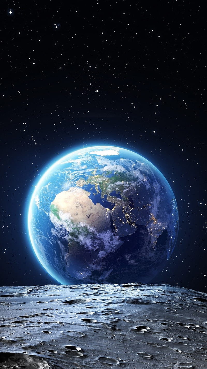 Earth view, earth and moon, earth in space, space, HD phone wallpaper