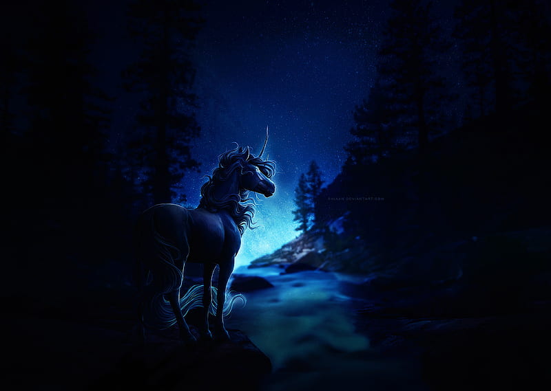 Horse Blue Night, horse, artist, artwork, digital-art, HD wallpaper