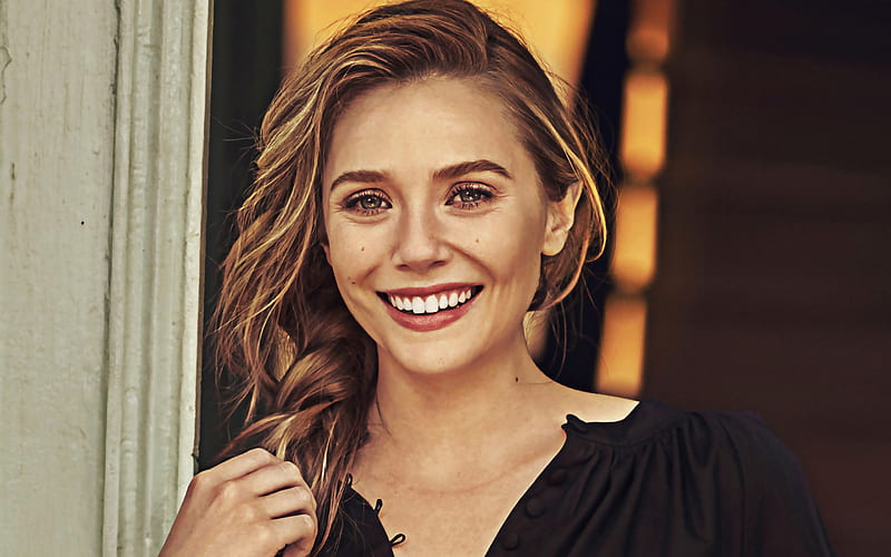 Elizabeth Olsen, 2019, smile, american actress, Hollywood, movie stars, beauty, portrait, american celebrity, Elizabeth Olsen hoot, HD wallpaper