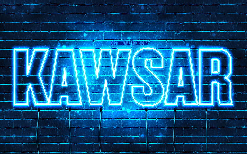 Kawsar, , with names, Kawsar name, blue neon lights, Happy Birtay Kawsar, popular arabic male names, with Kawsar name, HD wallpaper