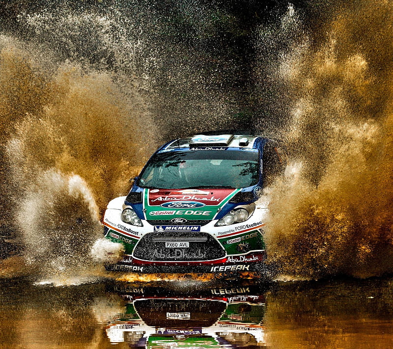 Rally Car, auto, dirt, ford, mud, race, speed, sports car, HD wallpaper