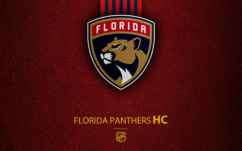 Florida Panthers, HC hockey team, NHL, leather texture, logo, emblem, National Hockey League, Sunrise, Florida, USA, hockey, Eastern Conference, Atlantic Division, HD wallpaper