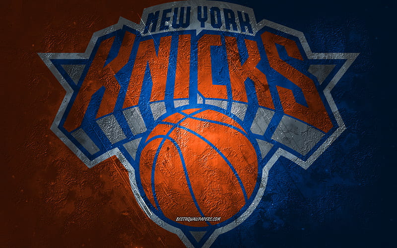 Download wallpapers New York Knicks, blue orange abstraction, NBA, 4k,  logo, material design, American basketball club, New York, USA, basketball  for desktop fr…