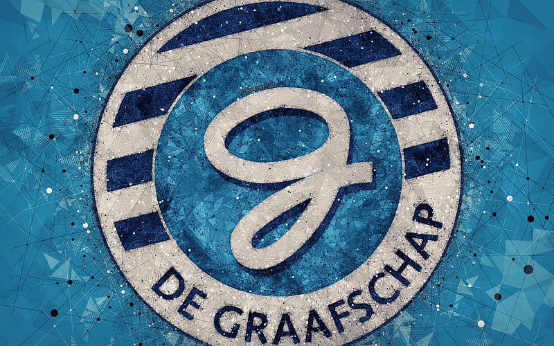 BV De Graafschap logo, geometric art, Dutch football club, blue background, Eredivisie, Doetinchem, Netherlands, creative art, football, De Graafschap FC, HD wallpaper
