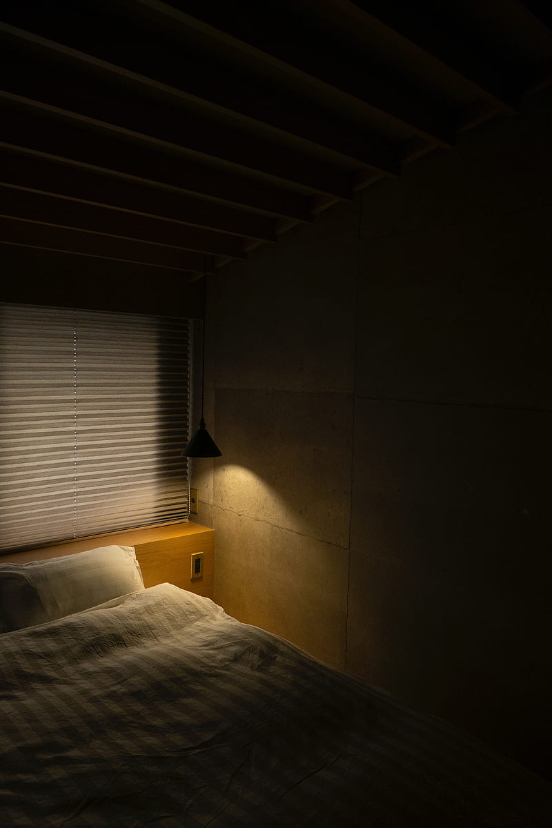 bed, blinds, lamp, interior, HD phone wallpaper
