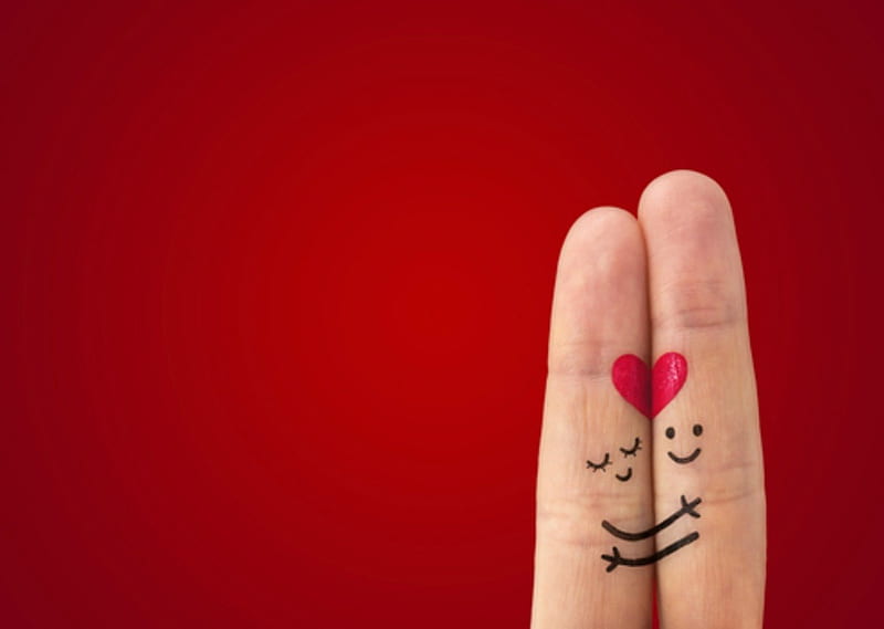Love, red, black, dragobete, valentine, fingers, heart, day, funny, couple, HD wallpaper