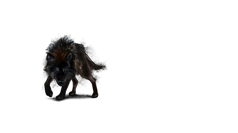 Werewolf, fantasy, lup, black, wolf, minimalistic, white, HD wallpaper