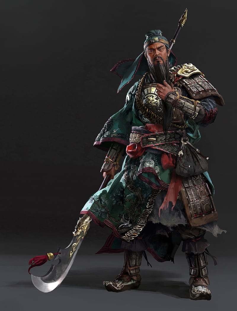 total war: three kingdoms, guan yu, artwork, spear, dynasty warriors, Games, HD phone wallpaper