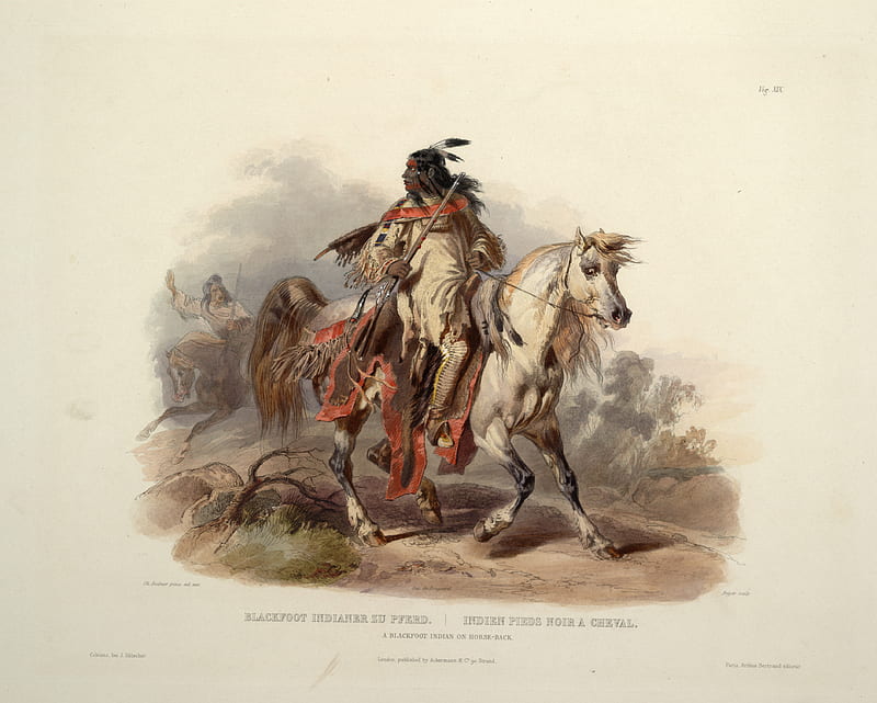 Blackfoot Indian on Horseback, rifle, indian, blackfoot, native american, horseback, HD wallpaper