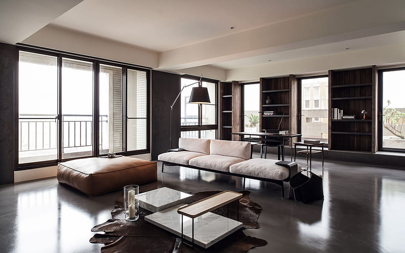 stylish apartment, living room, modern interior design, Taiwan, Taipei, stylish interior, HD wallpaper