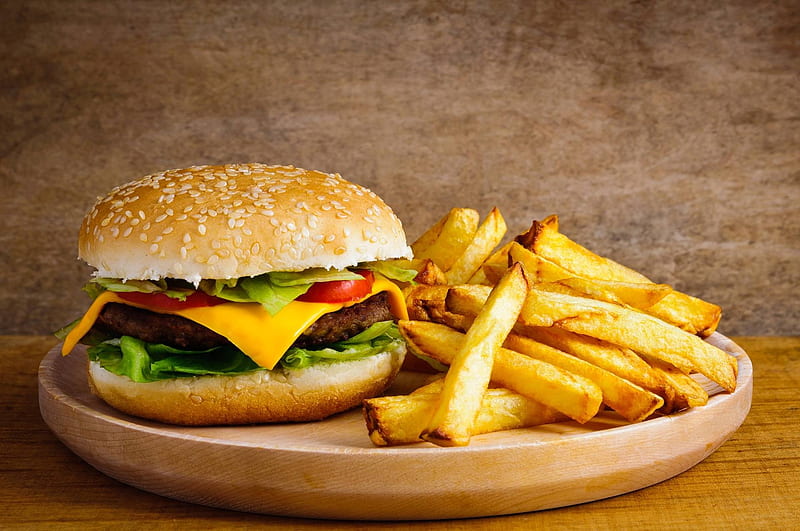 burger and fries, cool, yummy, food, entertainment, fun, HD wallpaper