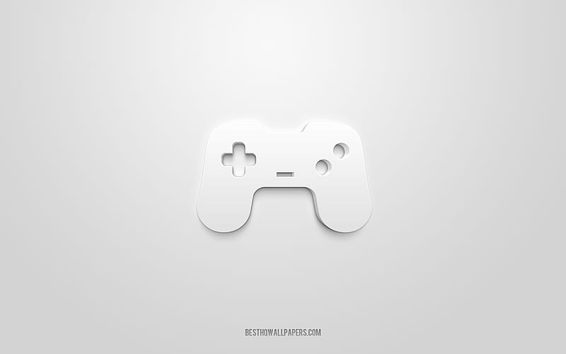 Playstation 3d icon, white background, 3d symbols, Playstation, Games icons, 3d icons, Playstation sign, Games 3d icons, PS4 3d icon, HD wallpaper
