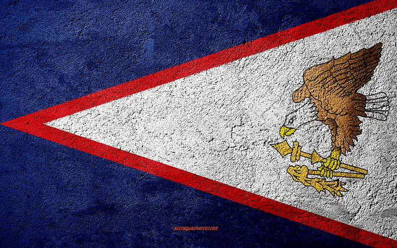 Flag of American Samoa, concrete texture, stone background, American Samoa flag, Oceania, American Samoa, flags on stone, HD wallpaper