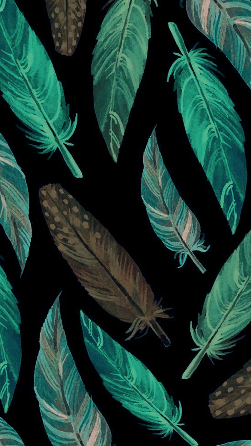 Green Bird Feather, Electric, amoled, minimal, oled, organic, shiny,  vibrant, HD phone wallpaper