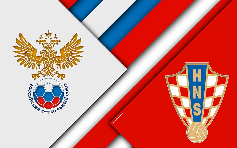 Russia vs Croatia material design, Round 8, abstract, logos, 2018 FIFA World Cup, Russia 2018, football match, 7 July, HD wallpaper