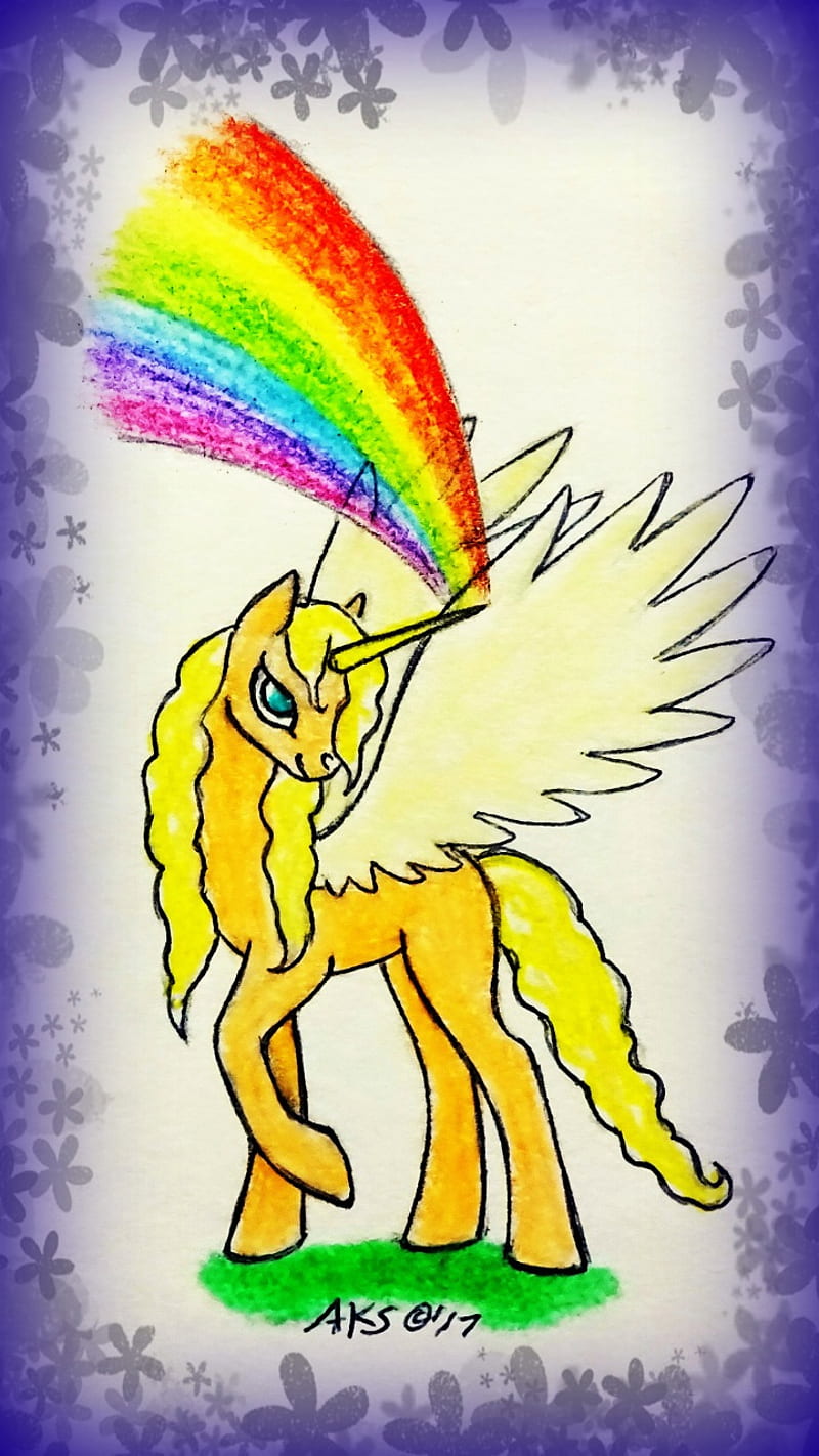 Rainbow Alicorn Art Drawings Fantasy Flowers Magic My Little Pony