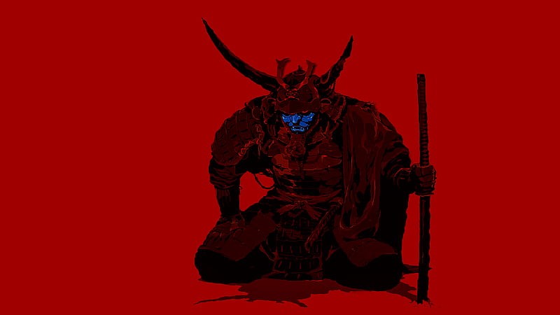 The Red Devil, samurai, sword, guerra, HD wallpaper