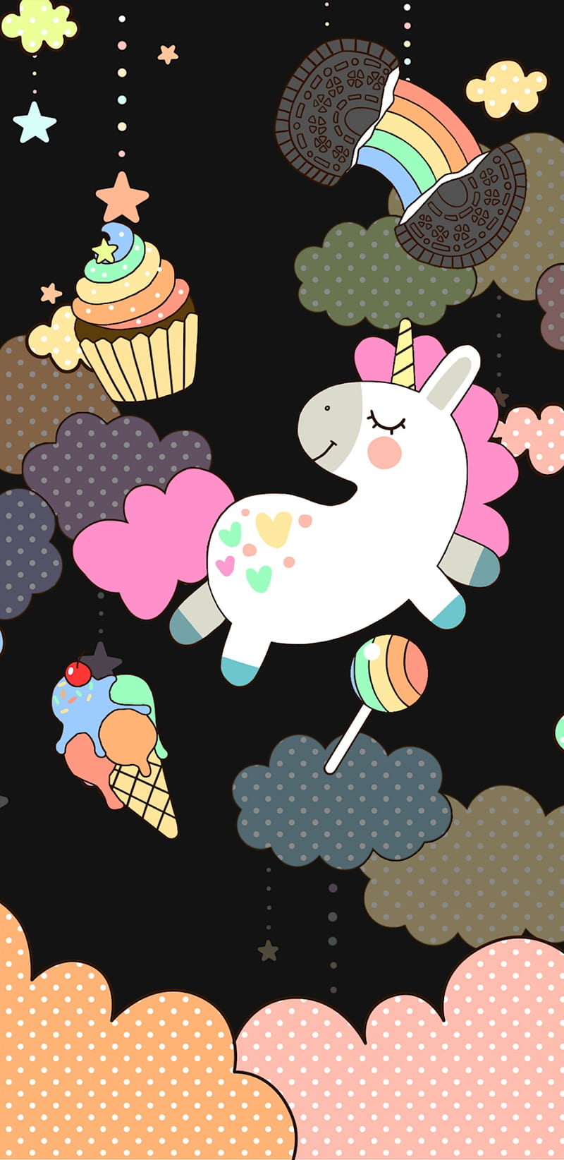 UnicornSweetClouds , unicorns, sweets, pony, colourful, rainbow, cute, HD phone wallpaper