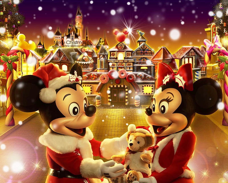 Mickey & Minnie at Christmas, cartoons, christmas, walt disney, mickey,  minnie, HD wallpaper | Peakpx