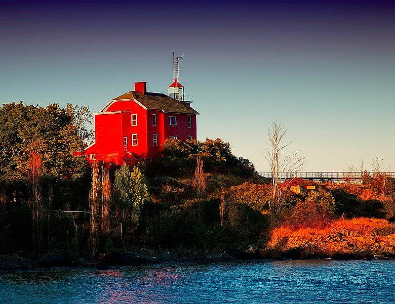 Marquette Harbor Light Lighthouse, house, sky, lighthouse, harbor, HD wallpaper