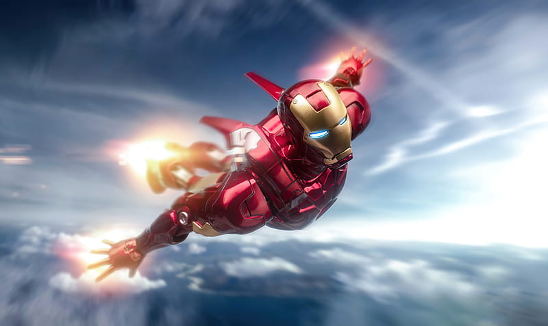 Iron Man Flying , iron-man, superheroes, artist, artwork, digital-art, HD wallpaper