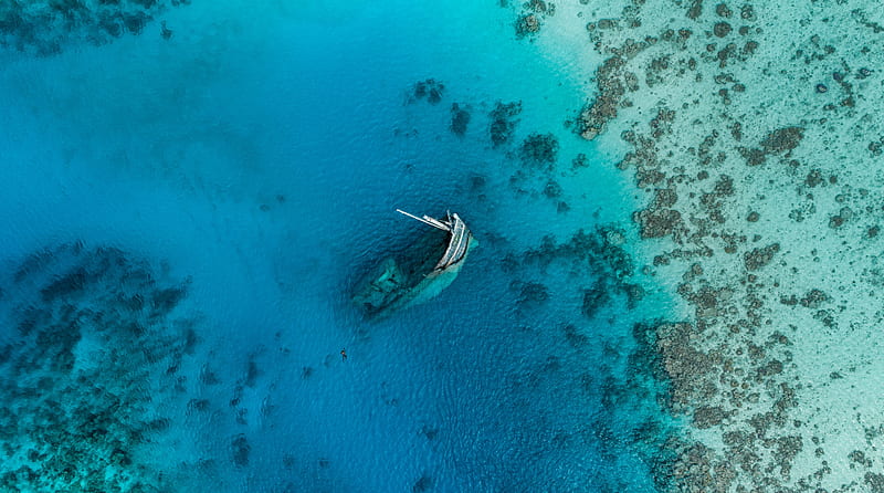 Scuba Diver, Shipwreck Ultra, Travel, Islands, View, Nature, Paradise, Summer, Tropical, Aerial, Maldives, Vacation, shipwreck, atoll, tourism, clearwater, Dronegraphy, Vaavu, HD wallpaper