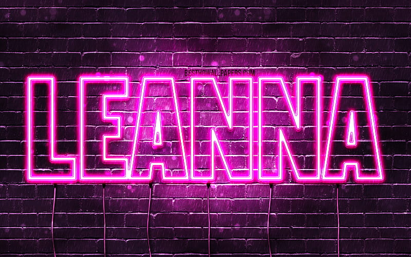 Leanna with names, female names, Leanna name, purple neon lights, Happy Birtay Leanna, with Leanna name, HD wallpaper