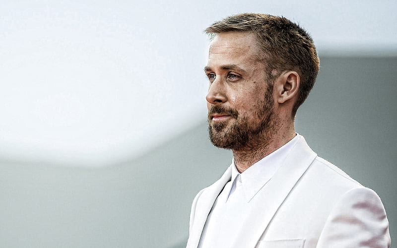 Ryan Gosling, portrait, canadian actor, hoot, white costume, canadian stars, HD wallpaper