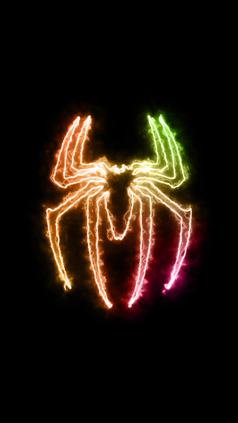 COLORS SPIDER2, animals, black, blue, color, light, neon, red, spider, spiderman, HD phone wallpaper