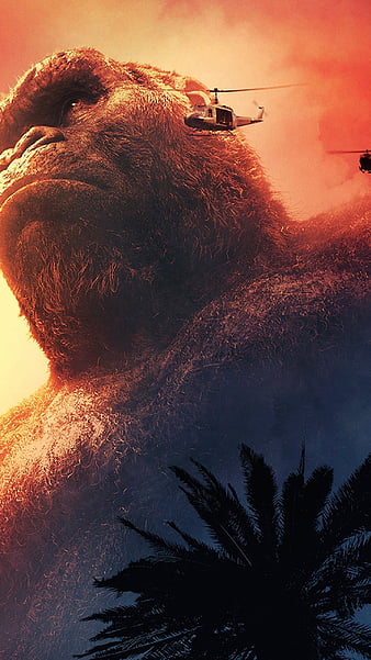 Kong, animal, black, gorilla, king, movie, red, skull island, sunset, HD  phone wallpaper | Peakpx
