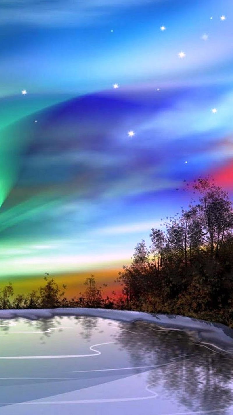 Nice, aurora, cool, lights, nature, northern lights, sky, stars, HD phone wallpaper