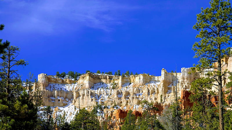 Bryce Canyon National Park, Utah, rocks, trees, sky, usa, HD wallpaper