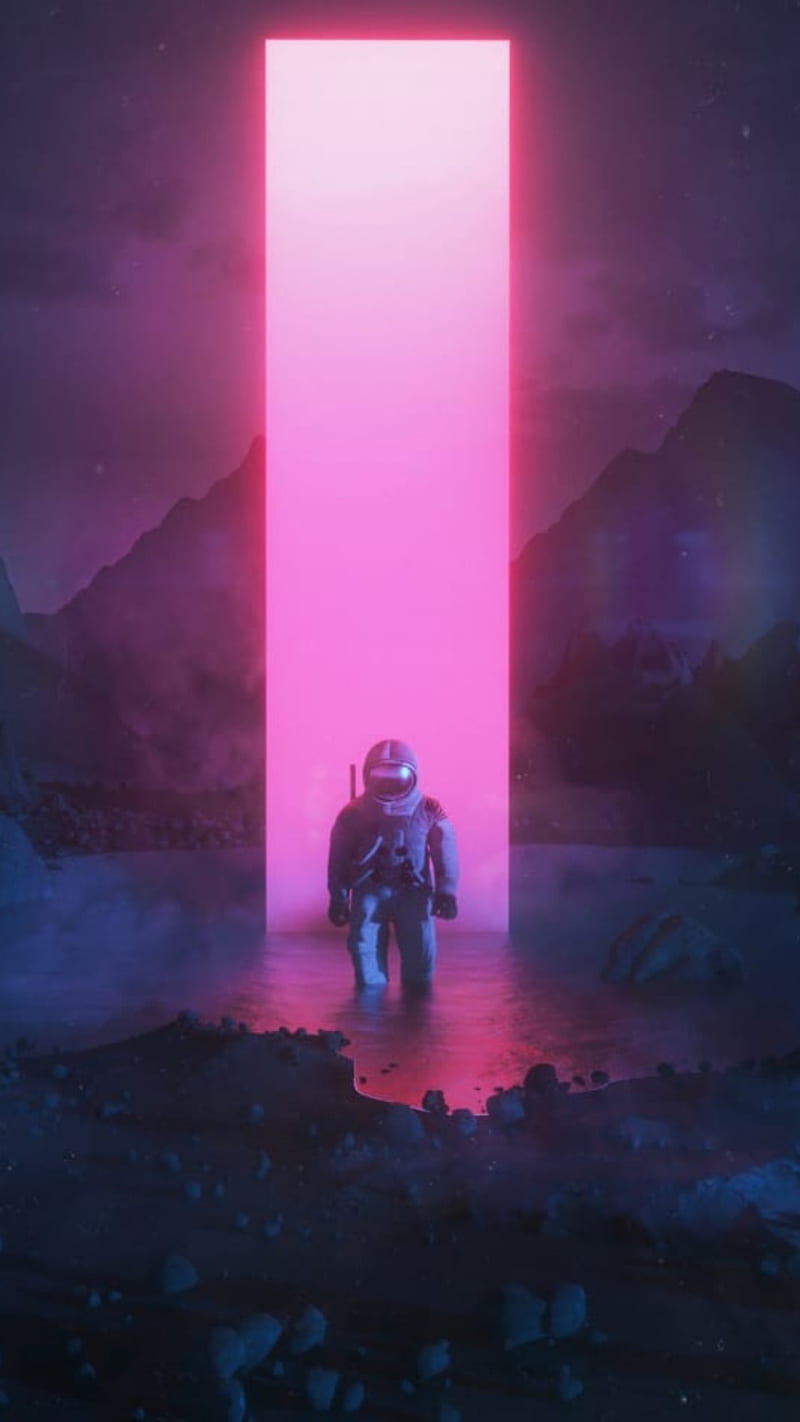 Portal Astronaut, astronaut, purple, pink, water, space, unloked, HD phone wallpaper