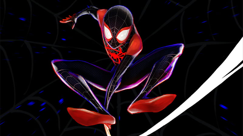 Spider-man: into the spider-verse, miles morales, jumping, animation,  artwork, HD wallpaper | Peakpx