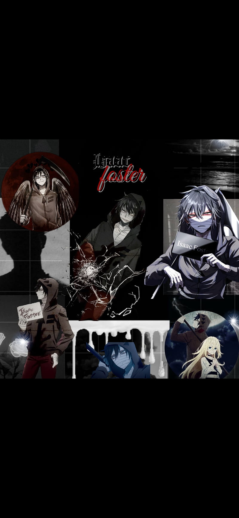 Isaac Foster, angels of death, anime collage, husbando, zack, zack angels of death, zack collage, HD phone wallpaper