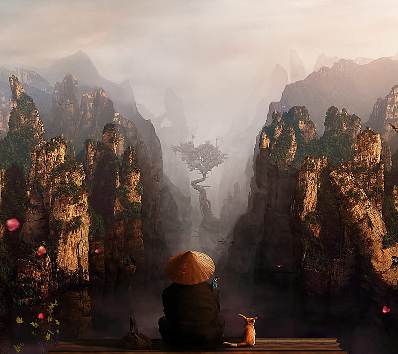 Mountains Of China, cry, land, lightnings, mountain, theme, HD wallpaper