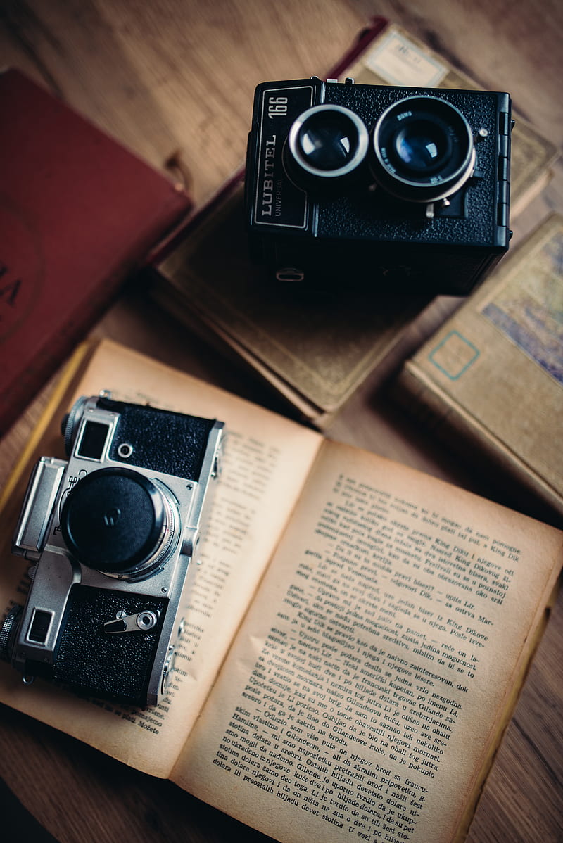 cameras, books, retro, vintage, HD phone wallpaper