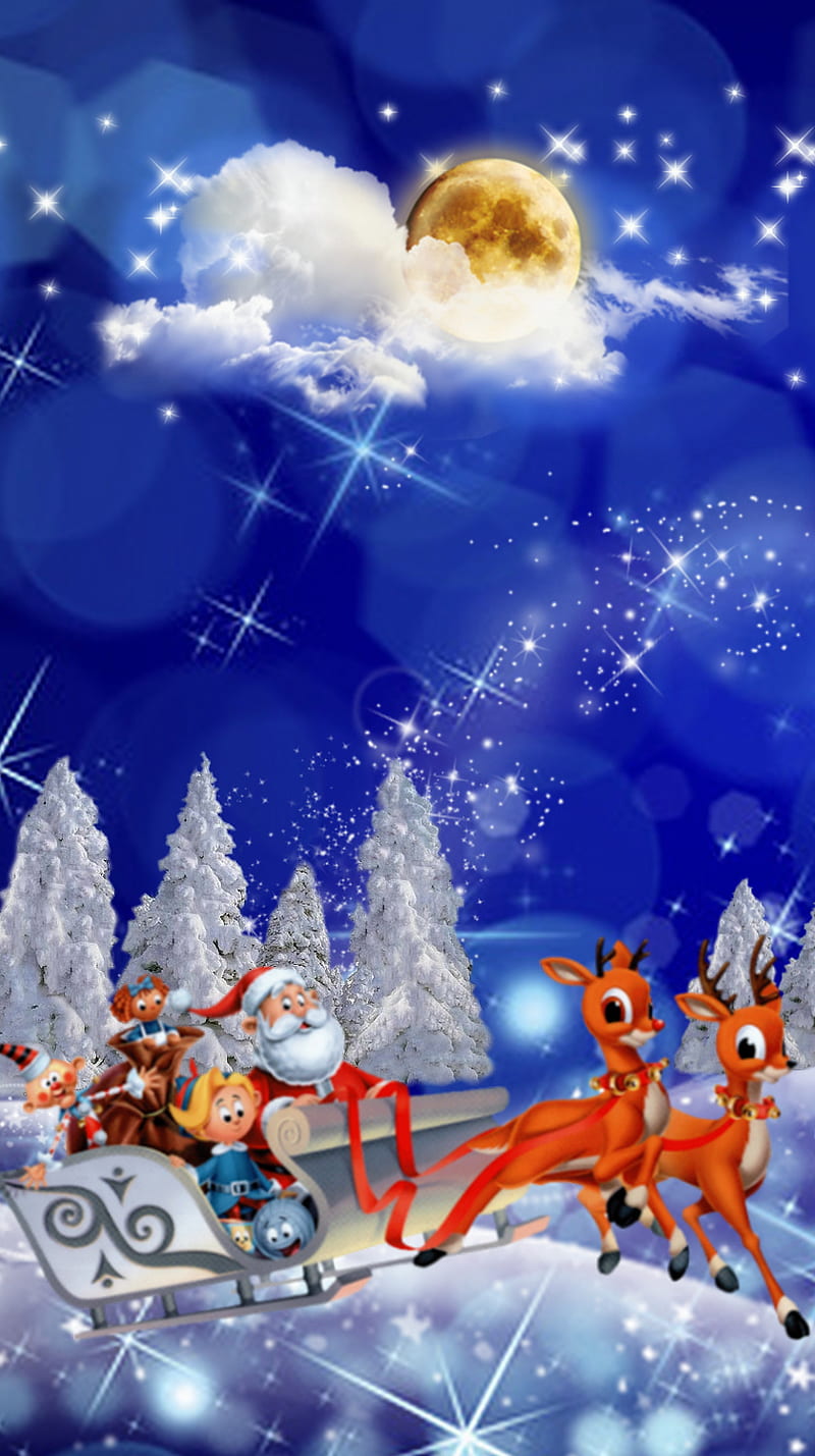 Santa Clause, abstract, christmas, night, xmas, HD phone wallpaper