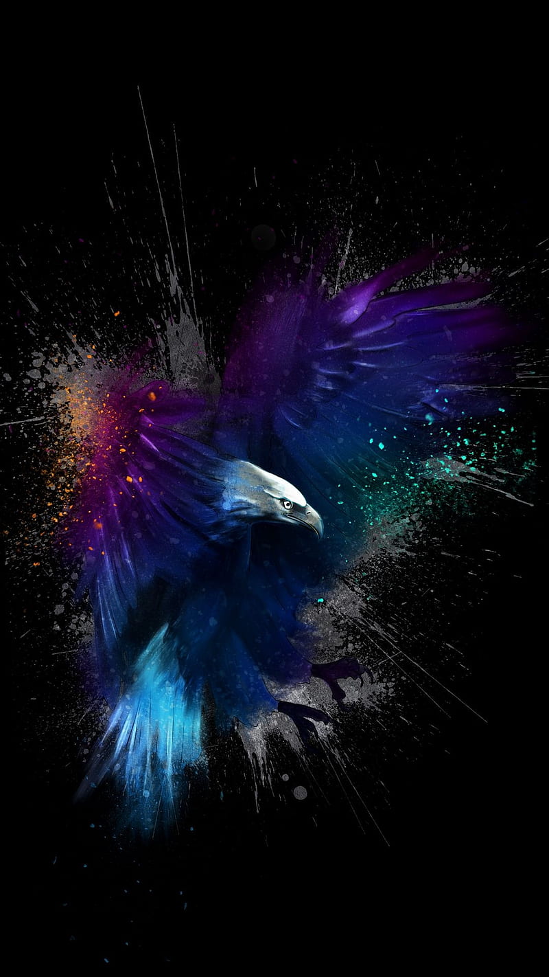 An eagle, abstract, bird, dark, dust, eagle, flying, HD phone wallpaper