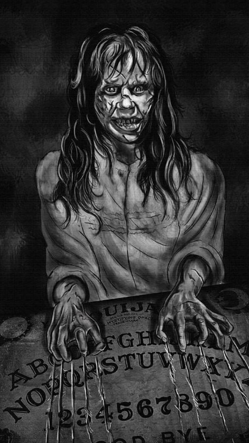 Exorcism Ouija board, 3d, creepy, exorcist, halloween ouija board, pattern, regan, spooky, wicked, HD phone wallpaper