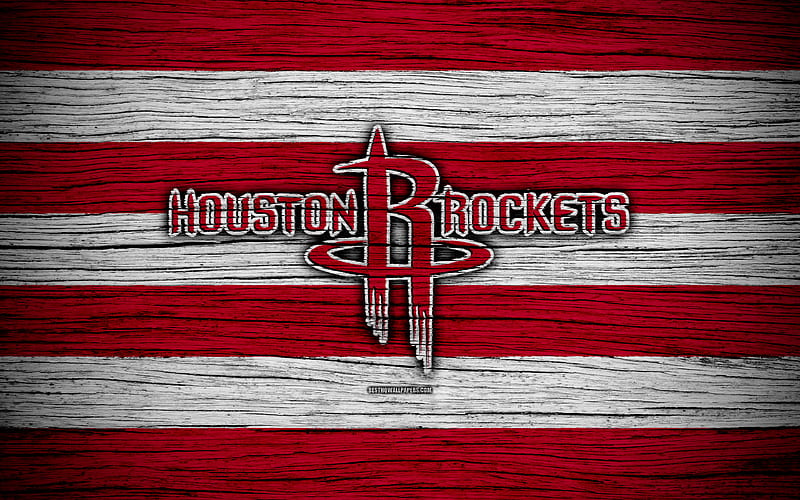Houston Rockets, NBA, wooden texture, basketball, Western Conference, USA, emblem, basketball club, Houston Rockets logo, HD wallpaper