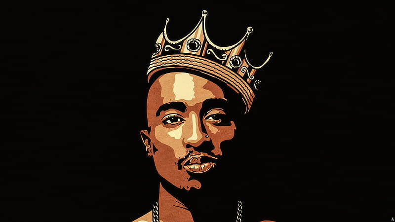 2Pac Tupac Is Having Crown On Head In A Black Background Music, HD wallpaper