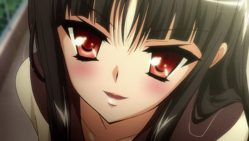 anime girl, cute, kore wa zombie desuka - of the dead, saras, red eyes, black hair, HD wallpaper