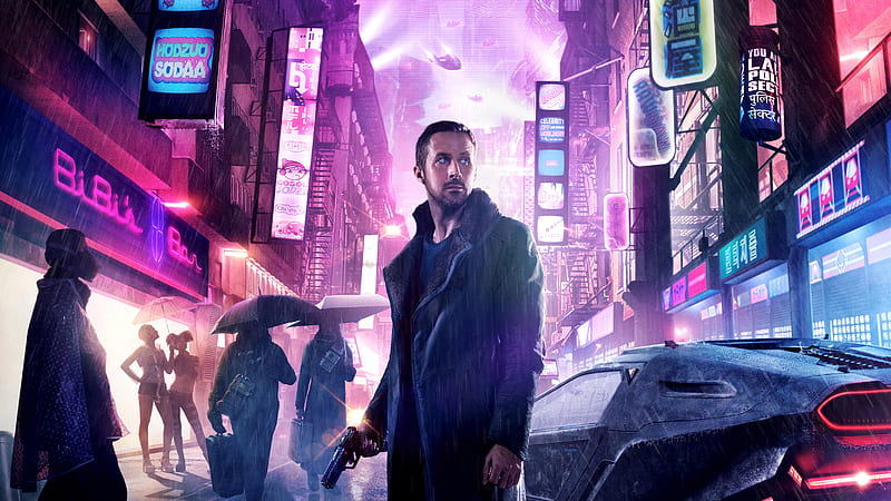 blade runner 2049, ryan gosling, cyberpunk city, neon lights, Movies, HD wallpaper